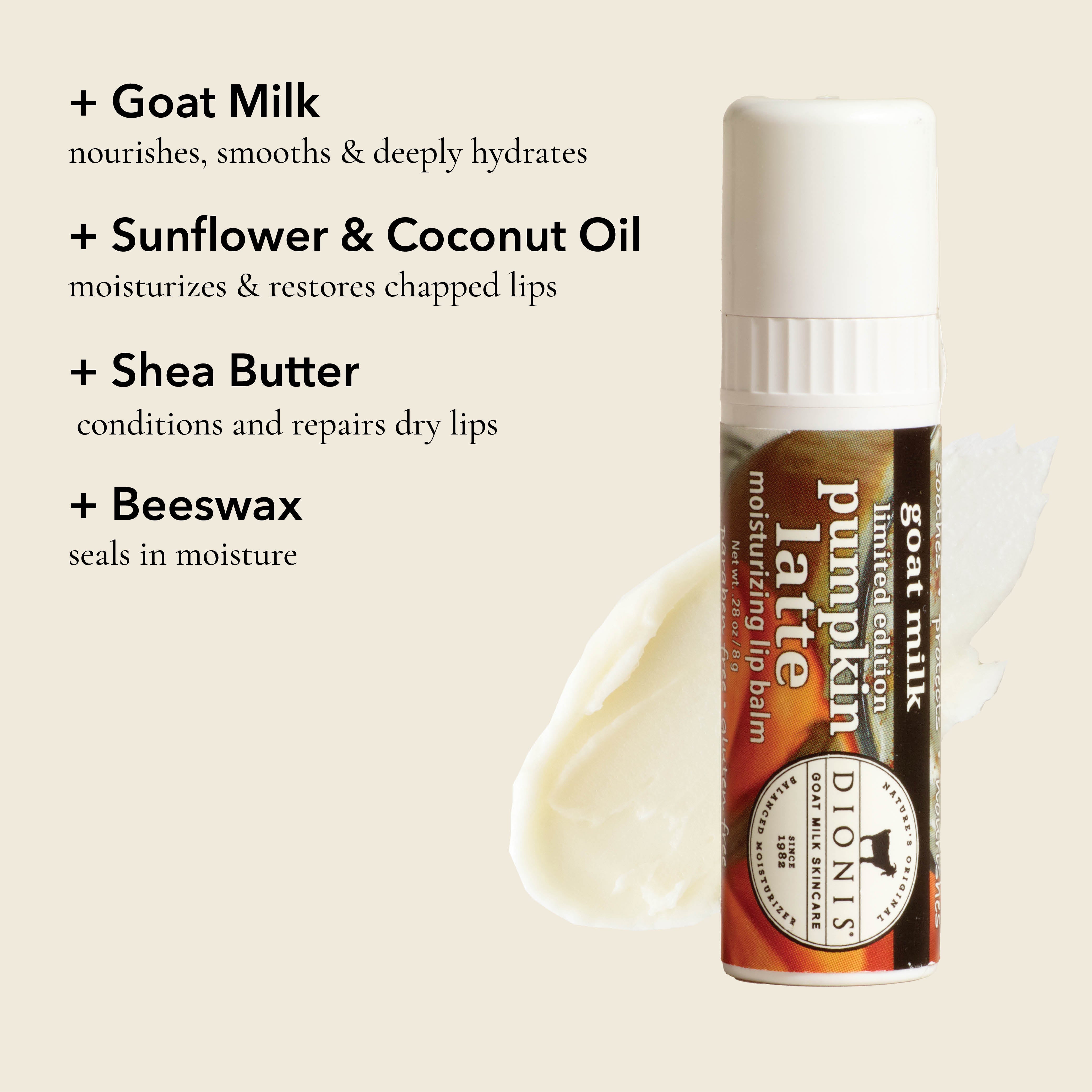 Pumpkin Latte Goat Milk Lip Balm, Set of 3