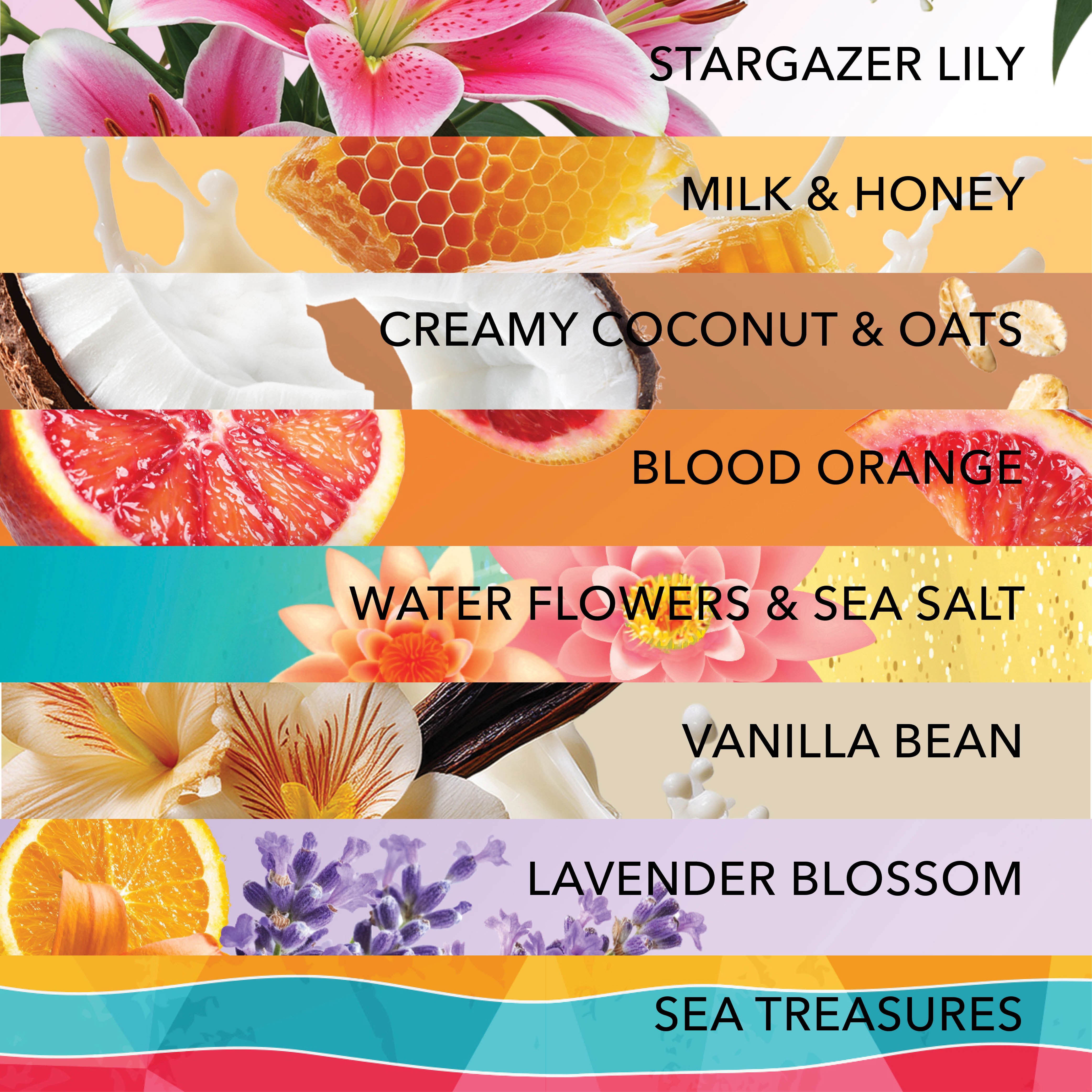 Dionis Goat Milk Hand Cream Expanded Gift Set Fragrances:
+ Stargazer Lily
+ Milk & Honey
+ Creamy Coconut & Oats
+ Blood Orange
+ Water Flowers & Sea Salt
+ Vanilla Bean
+ Lavender Blossom
+ Sea Treasures