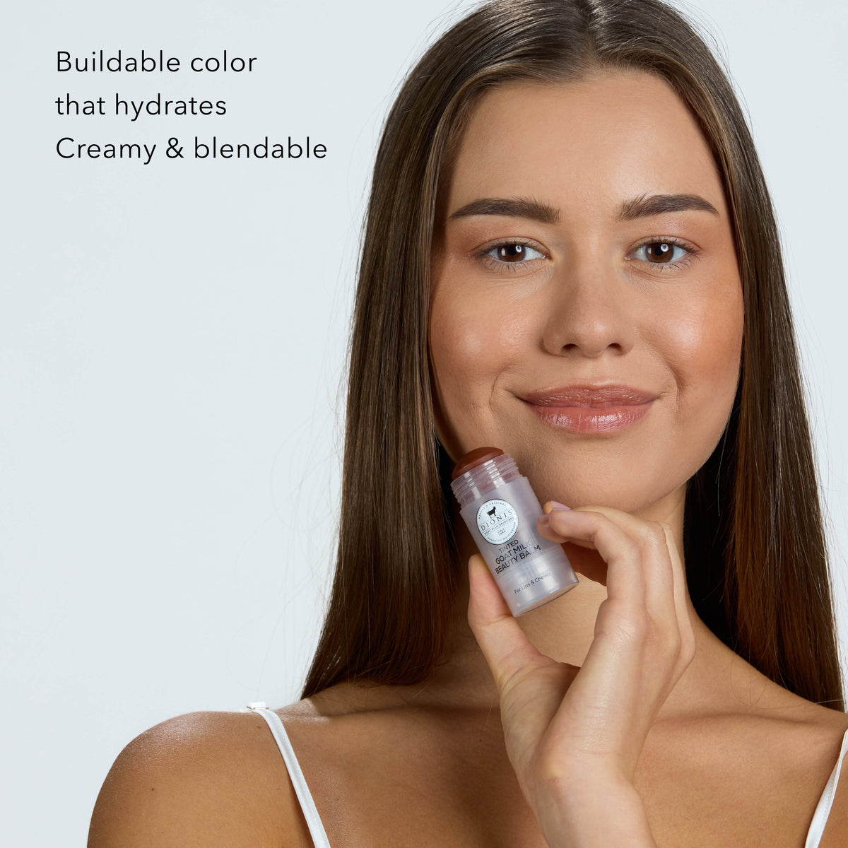 Dionis Tinted Goat Milk Beauty Balm, Cocoa
Buildable color that hydrates
Creamy & blendable