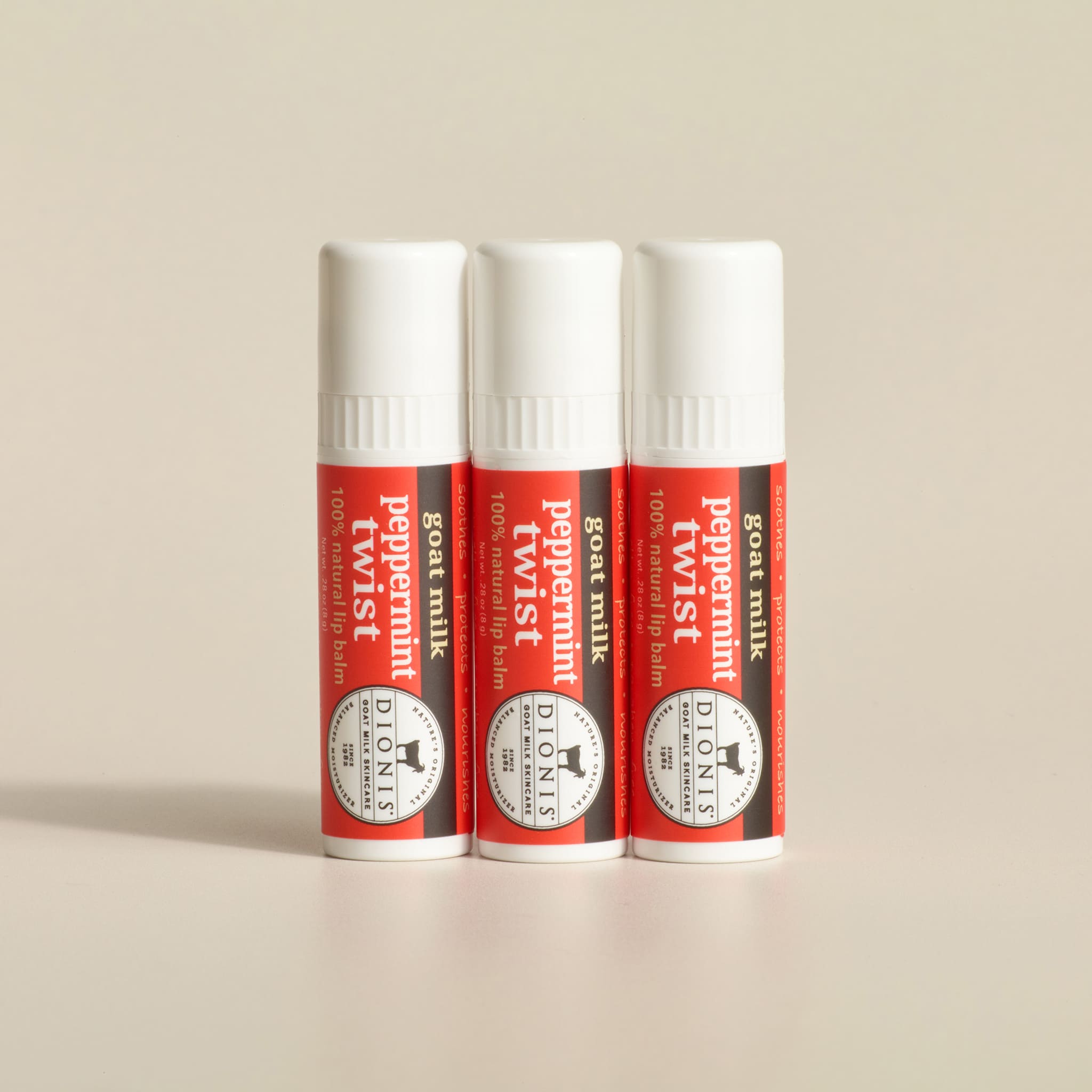 Peppermint Twist Goat Milk Lip Balm, Set of 3