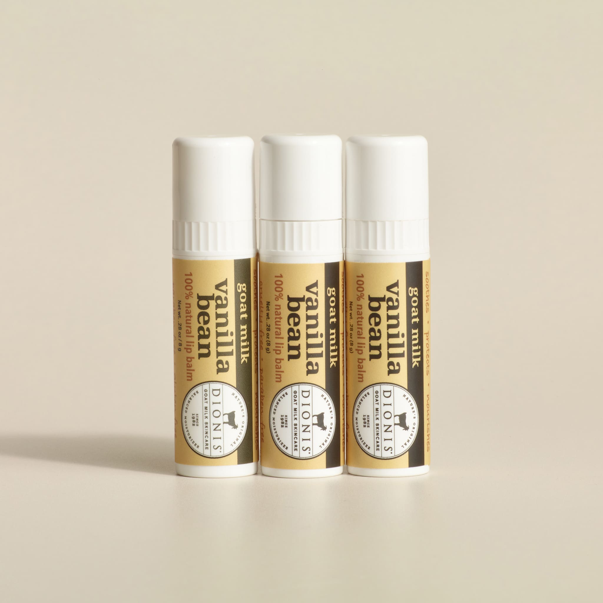 Vanilla Bean Goat Milk Lip Balm, Set of 3