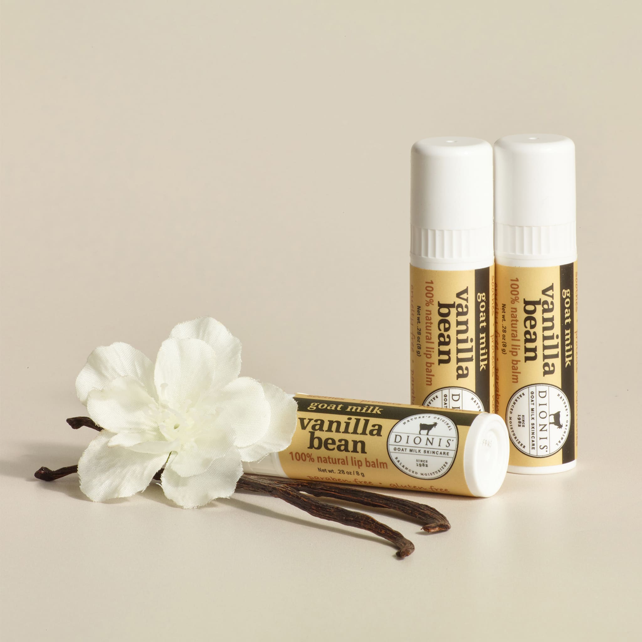 Vanilla Bean Goat Milk Lip Balm, Set of 3