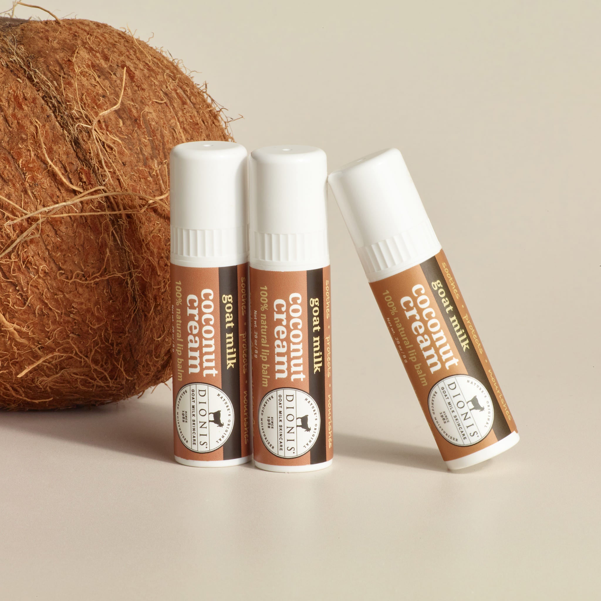 Coconut Cream Goat Milk Lip Balm, Set of 3