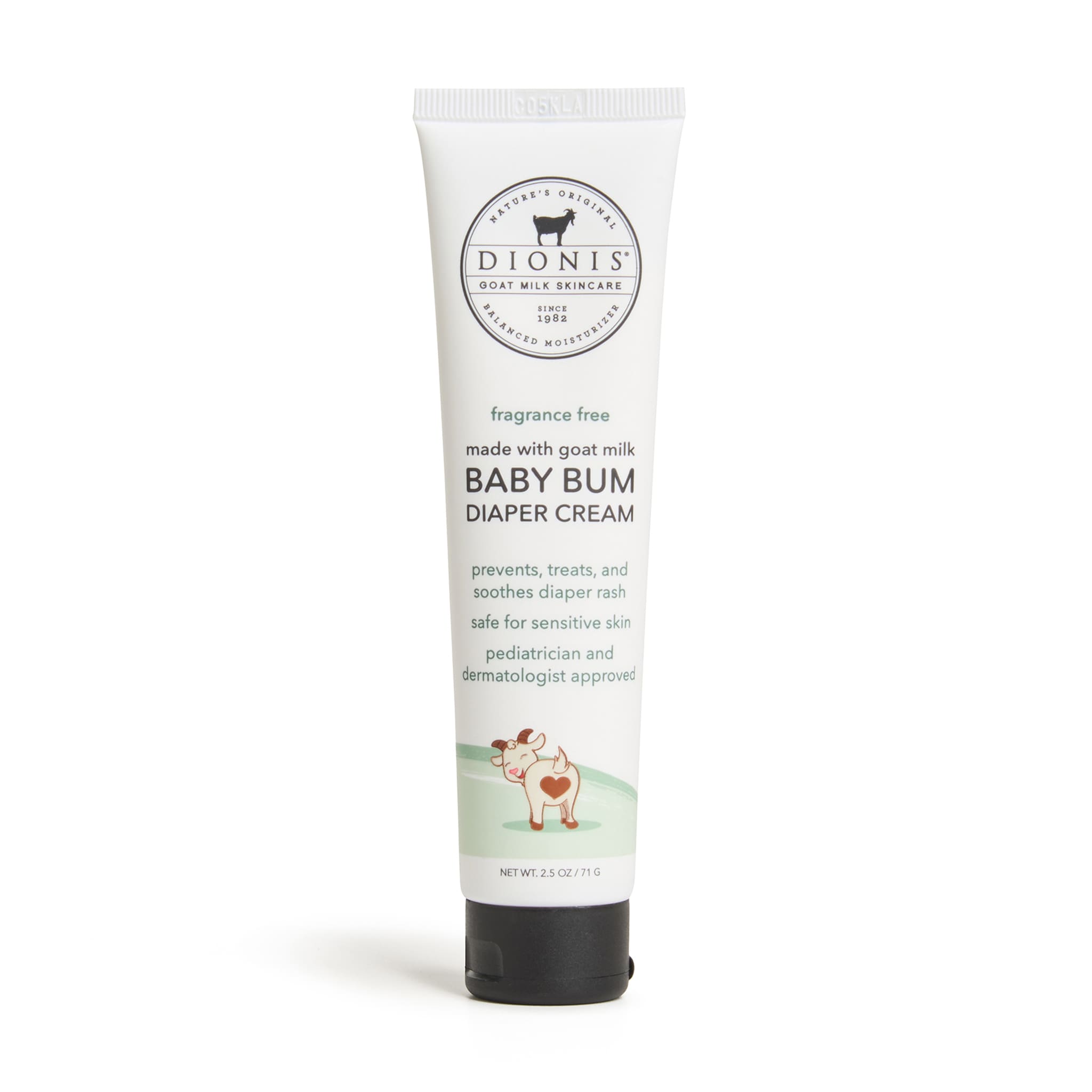 Dionis Baby Fragrance Free Baby Bum Diaper Cream, 2.5 oz, tube.