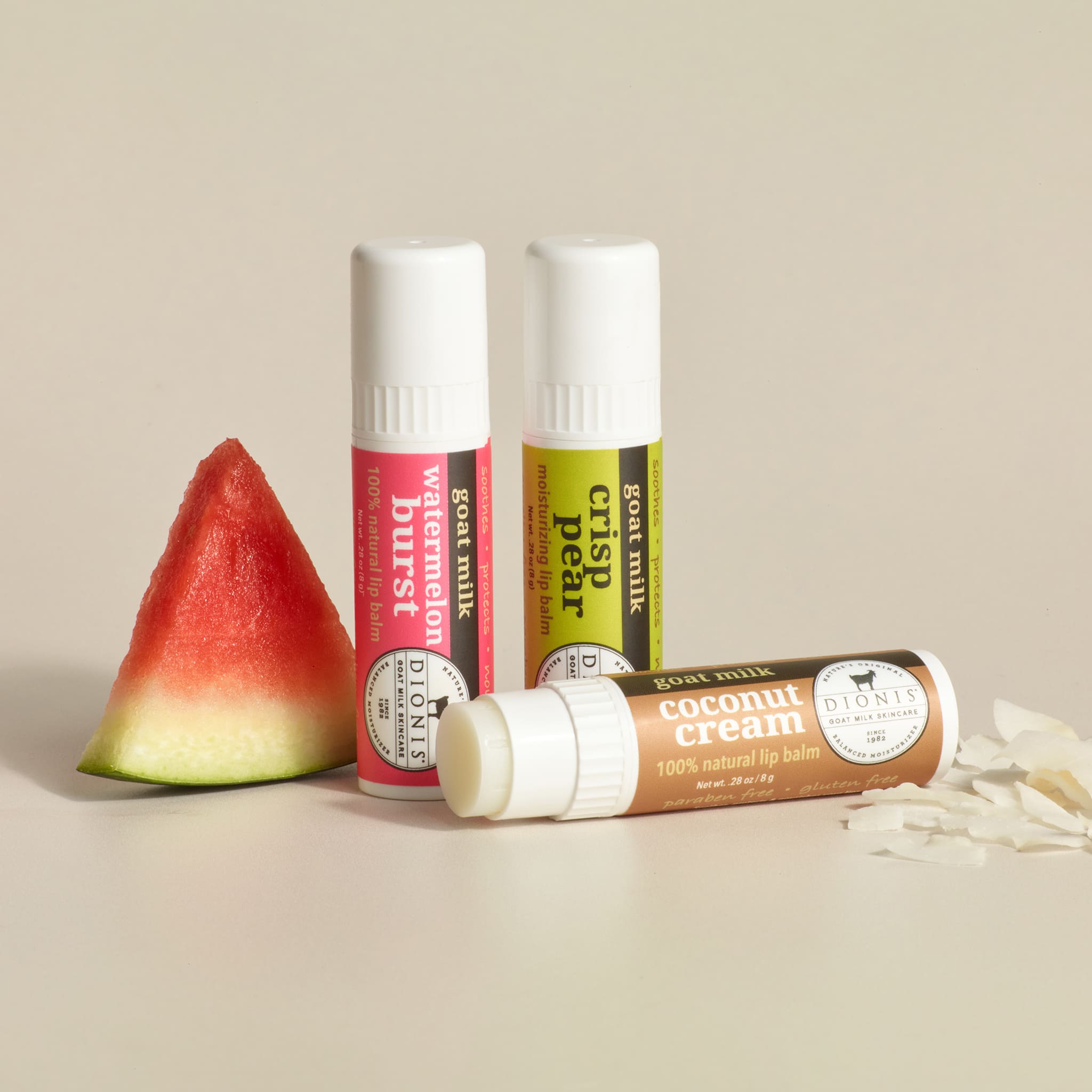 Fruity & Delicious Goat Milk Lip Balm, Set of 3