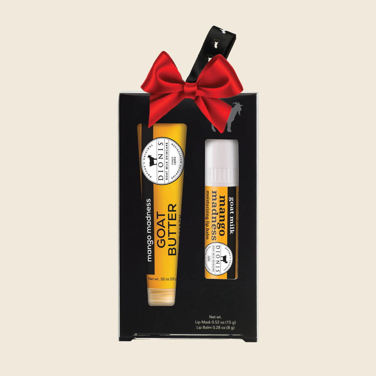 Dionis Goat Milk Skincare Flavored Lip Kit, Mango Madness, Red Holiday Bow