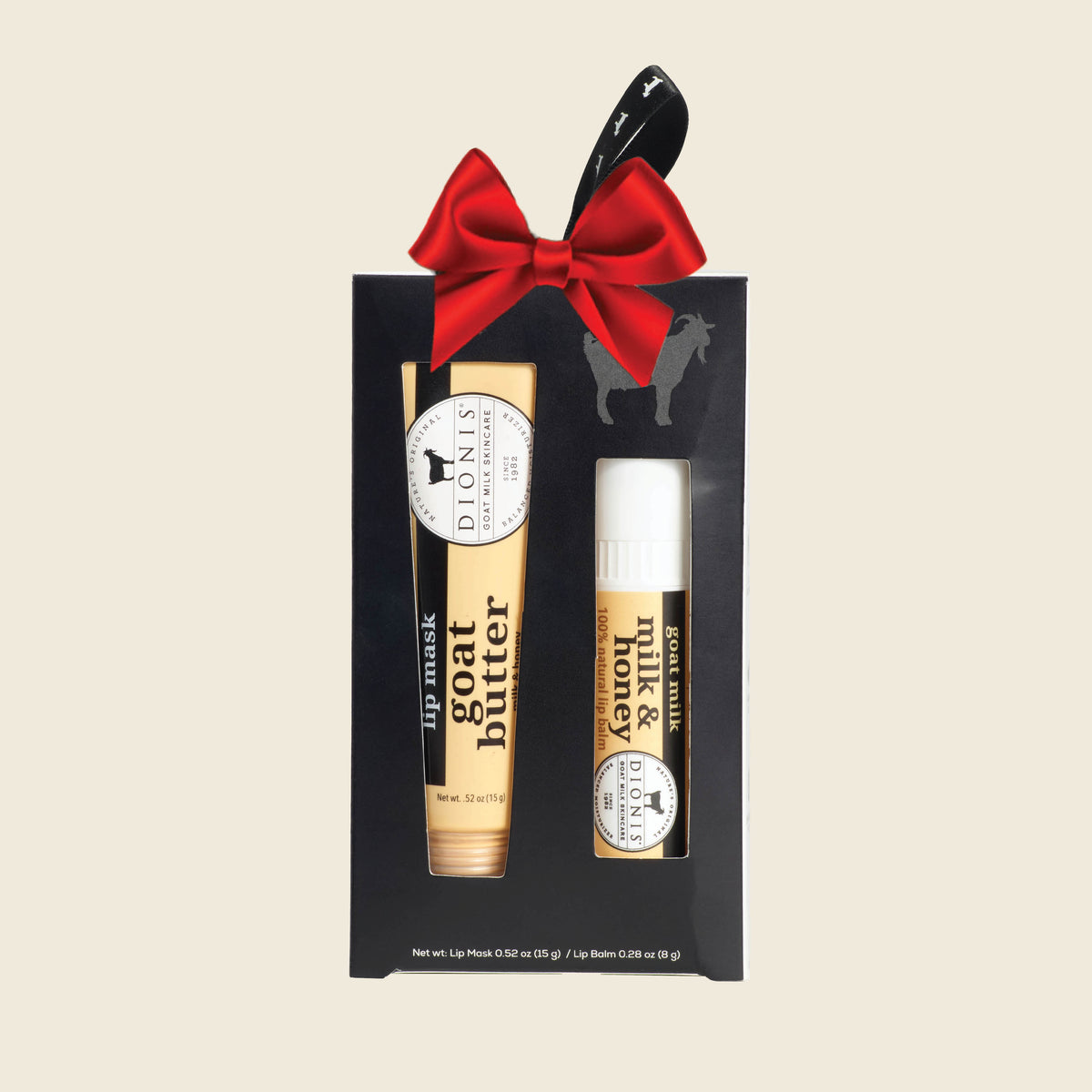 Dionis Goat Milk Skincare Flavored Lip Kit, Milk & Honey, Red Holiday Bow