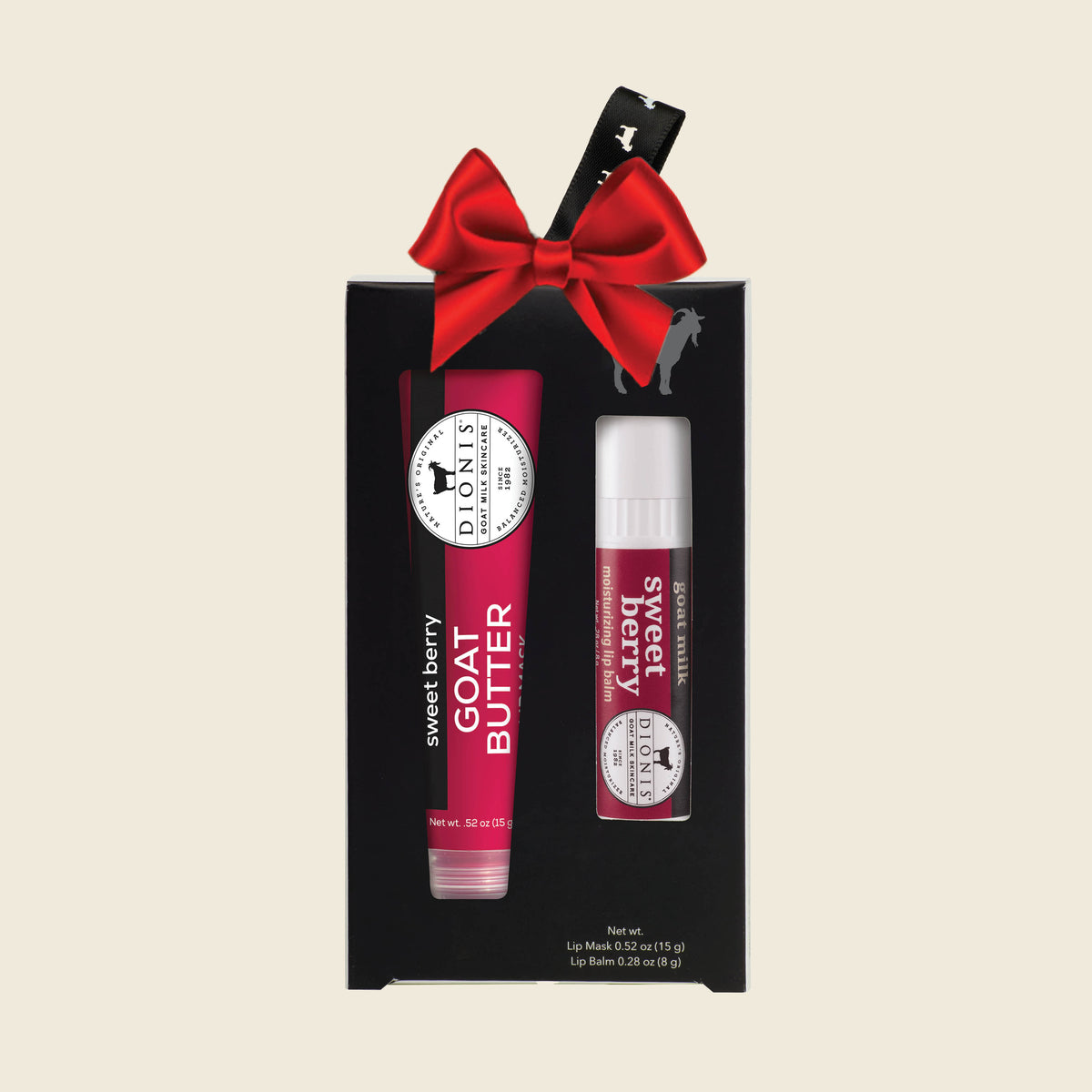 Dionis Goat Milk Skincare Flavored Lip Kit, Sweet Berry, Red Holiday Bow