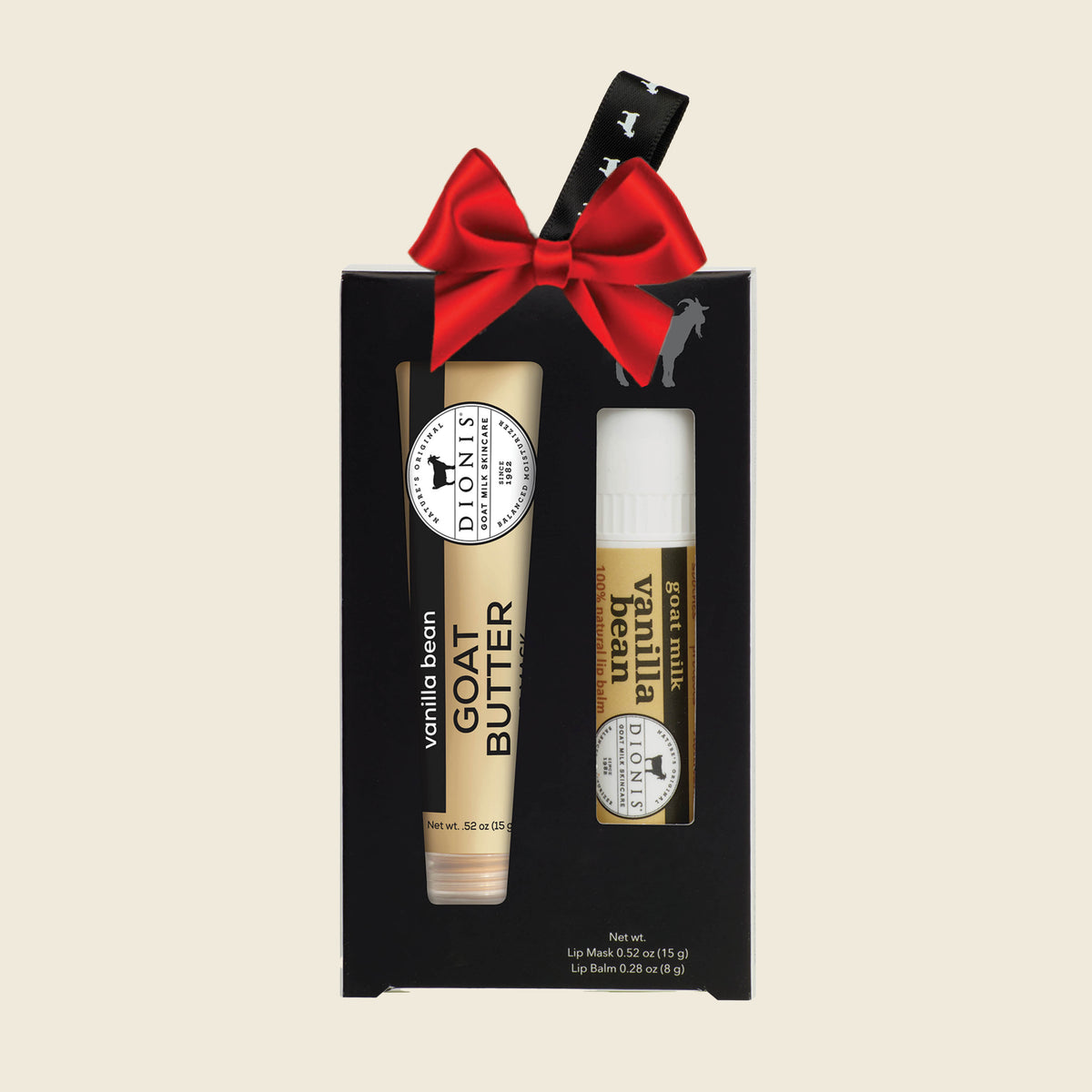 Dionis Goat Milk Skincare Flavored Lip Kit, Vanilla Bean, Red Holiday Bow