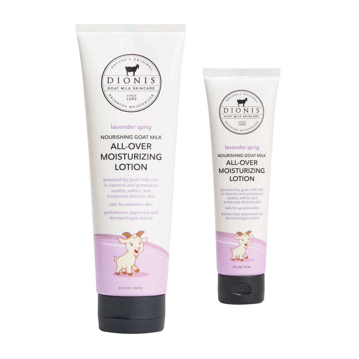 Dionis Baby All-Over Moisturizing Lotion, Lavender Sprig Bundle
Includes:
1 - All-Over Moisturizing Lotion, Lavender Sprig, 8.5 oz
1 - All-Over Moisturizing Lotion, Lavender Sprig, 2.5 oz