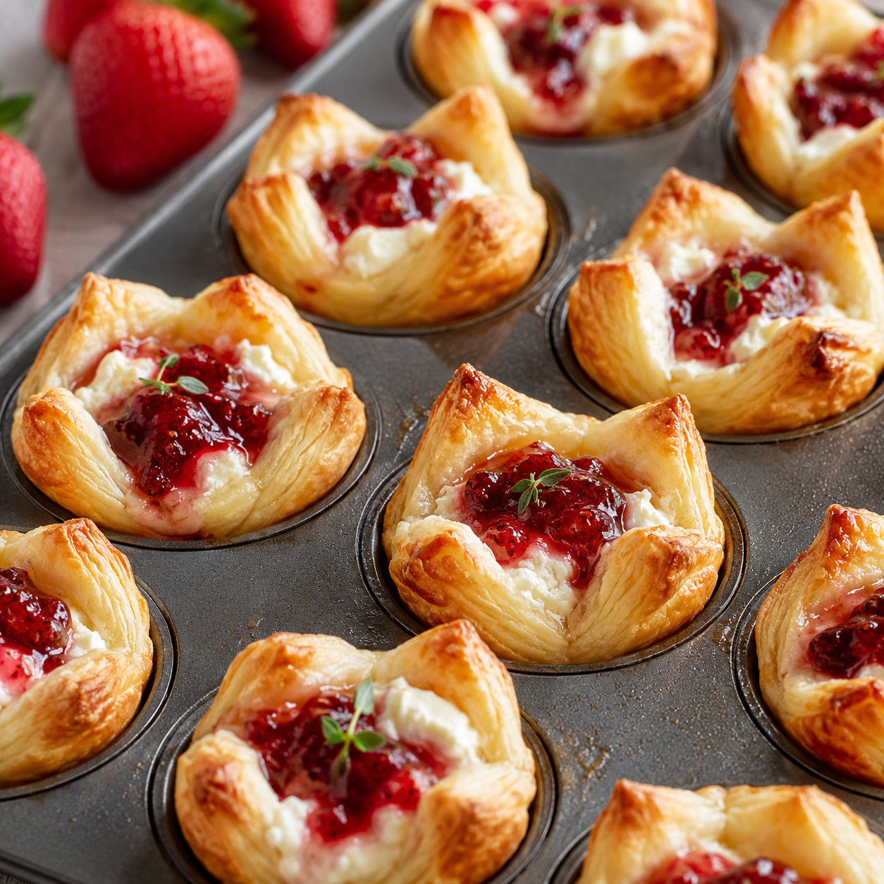 Strawberry & Goat Cheese Pastry Puffs