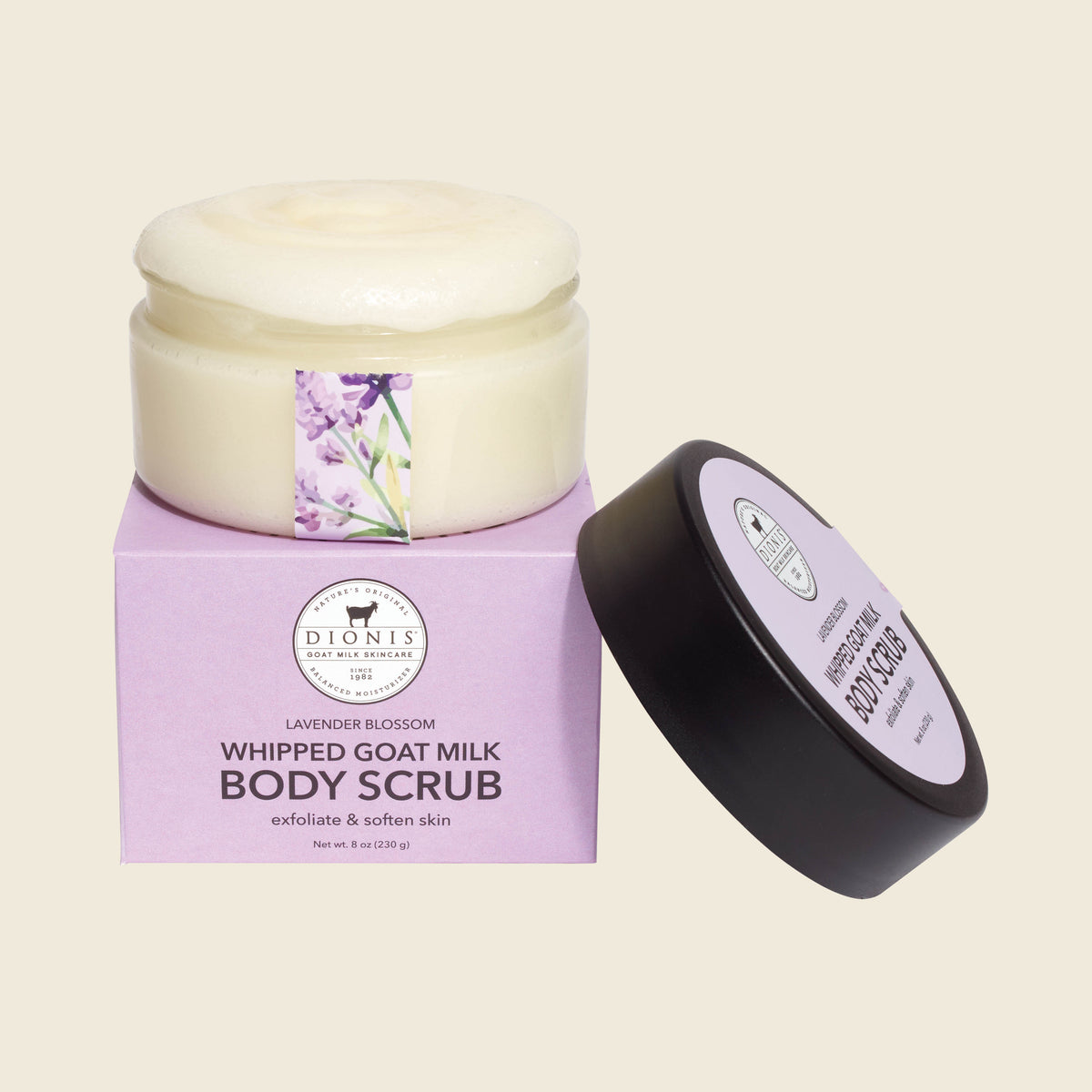 Dionis Whipped Goat Milk Body Scrub, Lavender Blossom, 8 oz