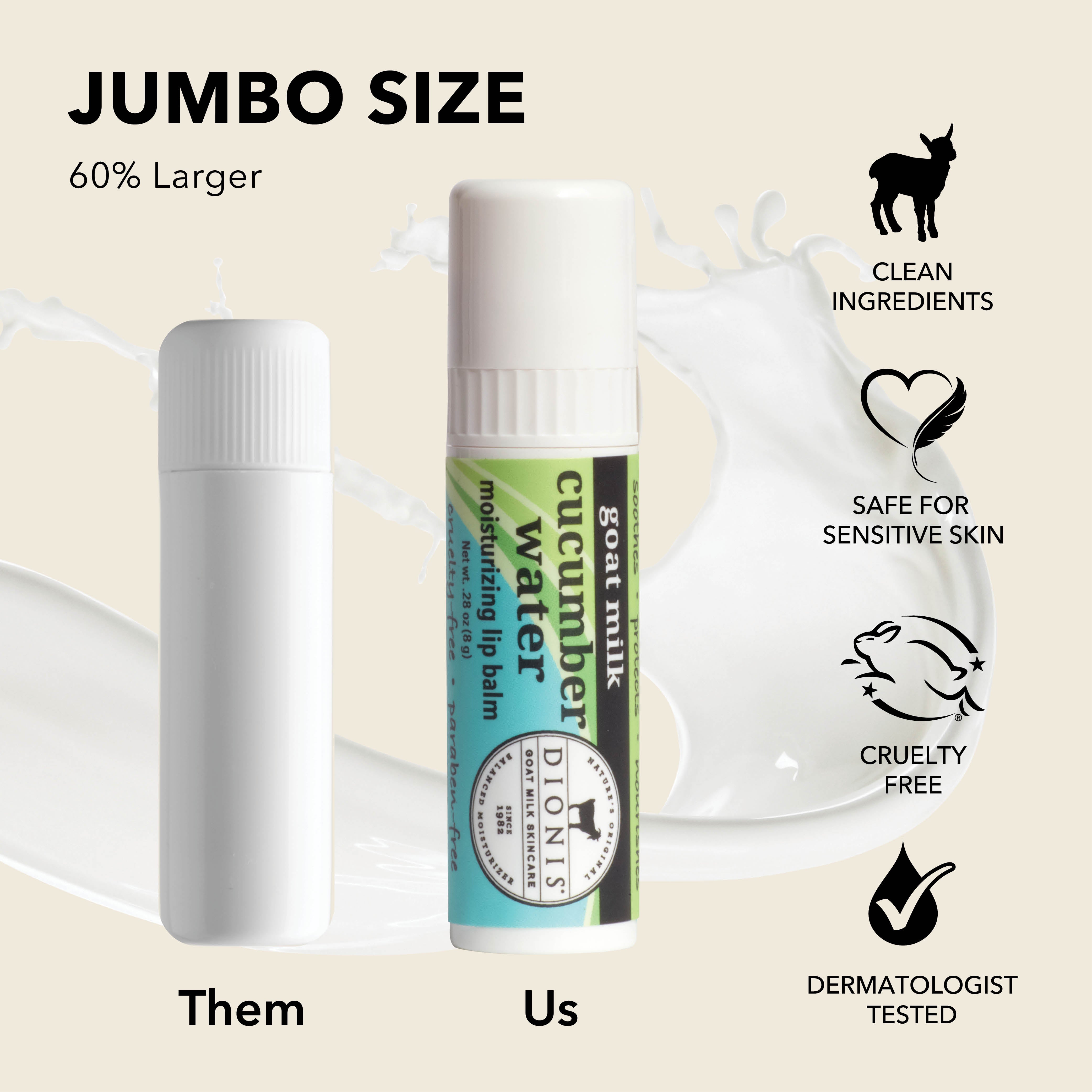 Cucumber Water Goat Milk Lip Balm, Set of 3
