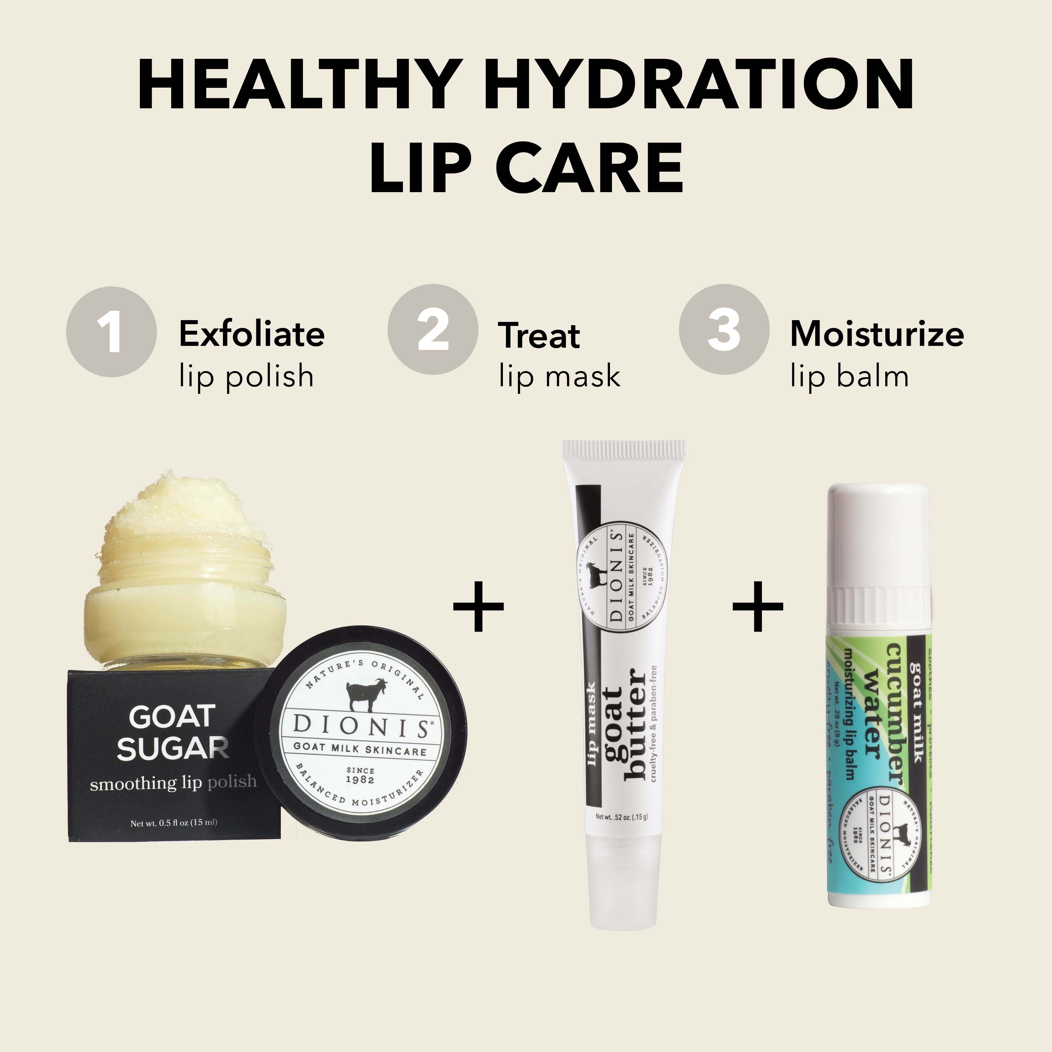 Cucumber Water Goat Milk Lip Balm, Set of 3