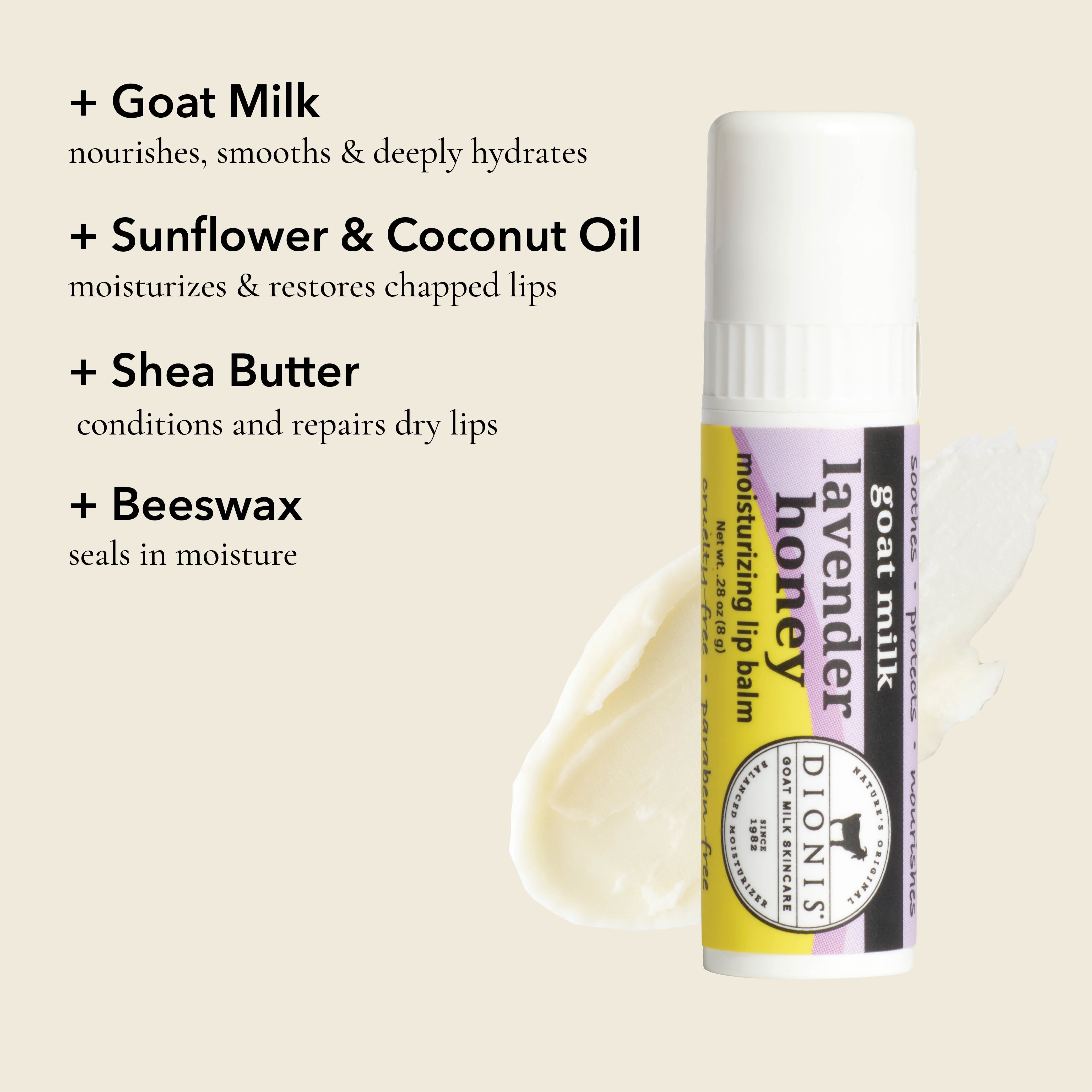 Lavender Honey Goat Milk Lip Balm, Set of 3