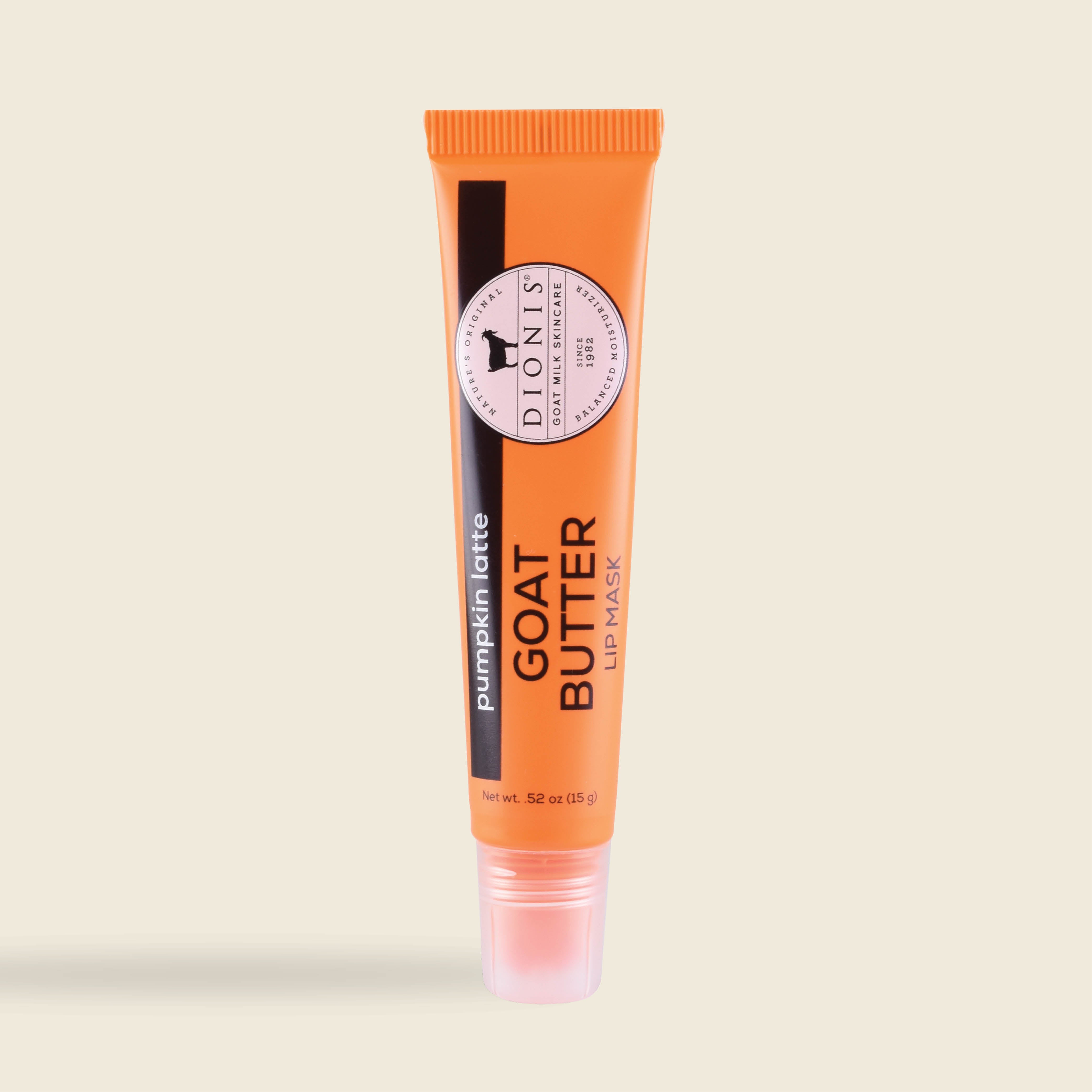 Dionis Goat Butter Lip Mask, Pumpkin Latte, .52 oz tube.