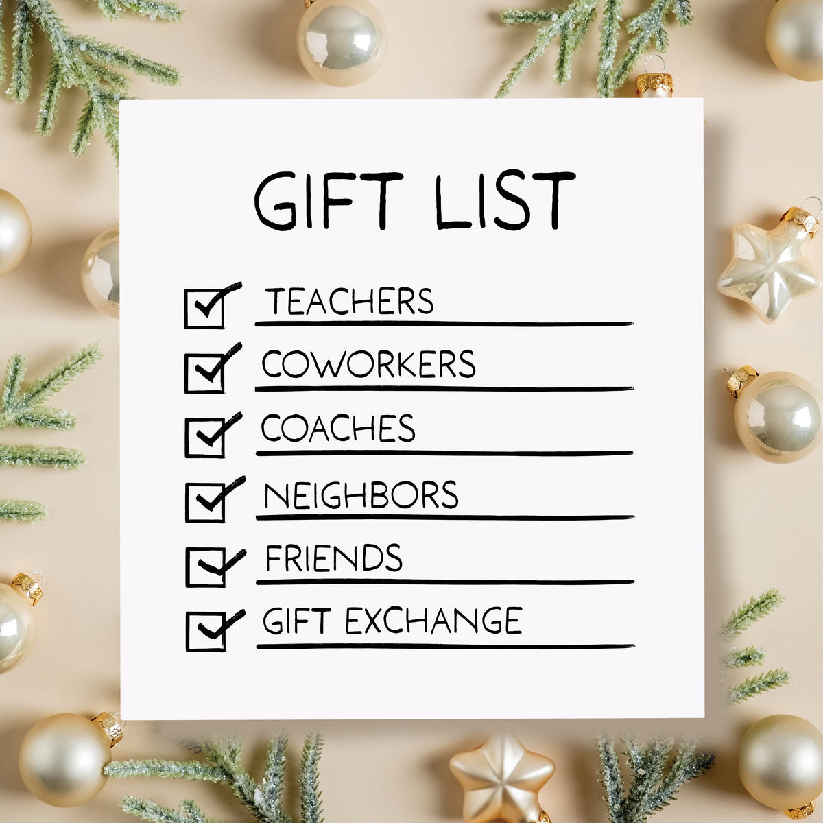 Gift Shopping List for the Holidays: Who to shop for this holiday season. This set offers great gift options for teachers, coworkers, coaches, neighbors, friends, and gift exchanges.
