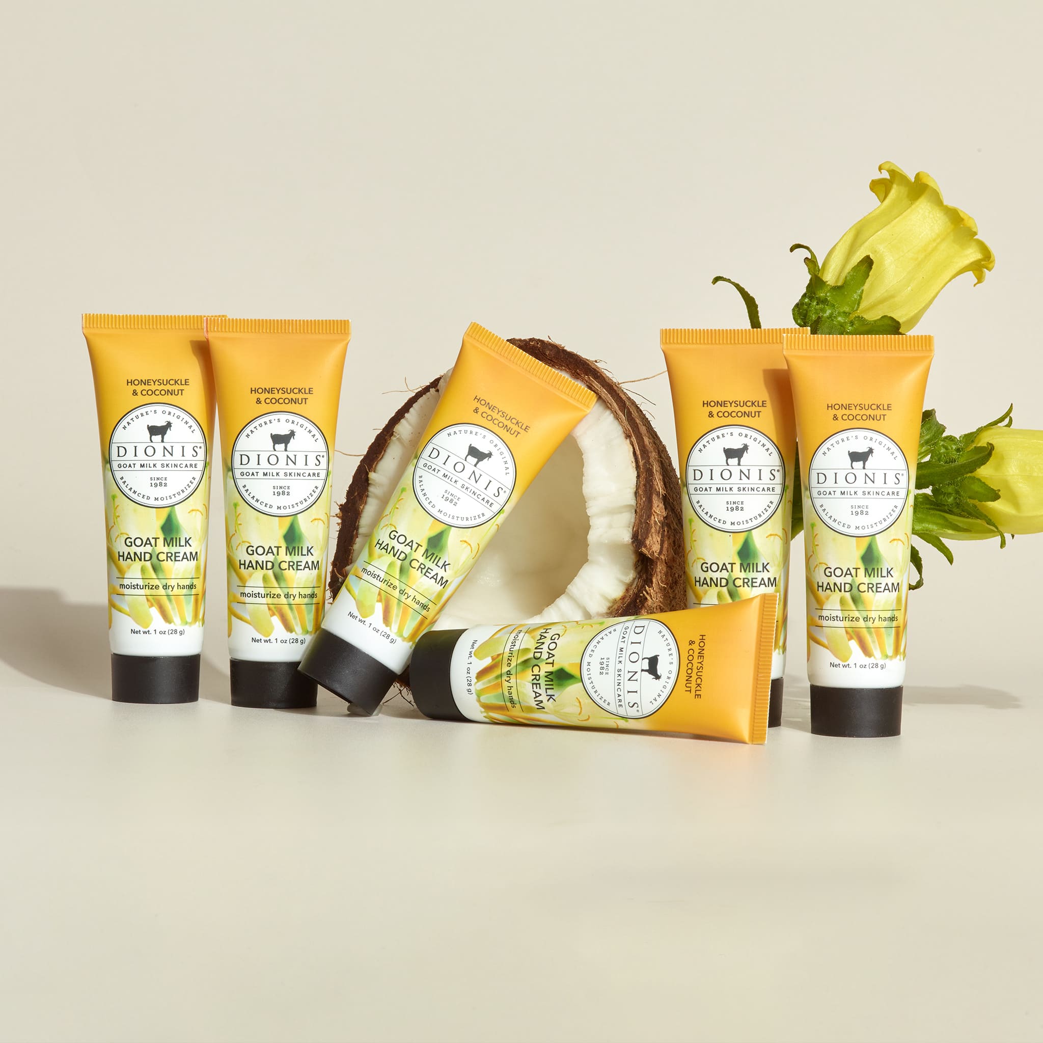 Caring Milk Lotion Cream セット Honeysuckle & Coconut Goat Milk Hand Cream, Set of 6 • Dionis Goat