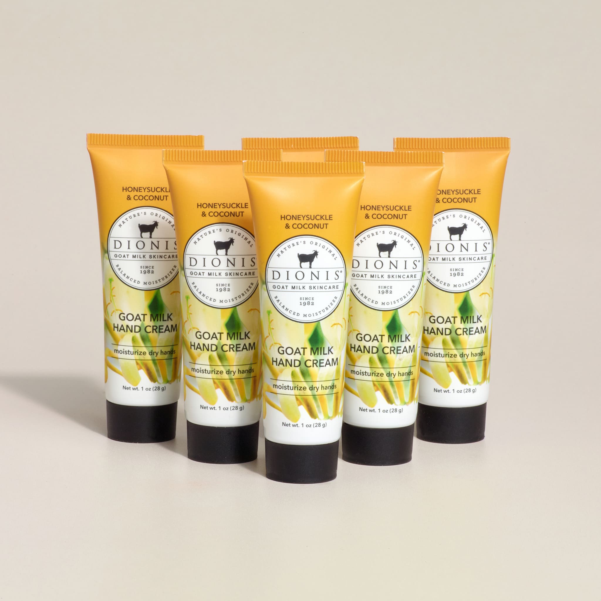 Honeysuckle & Coconut Goat Milk Hand Cream, Set of 6 • Dionis Goat