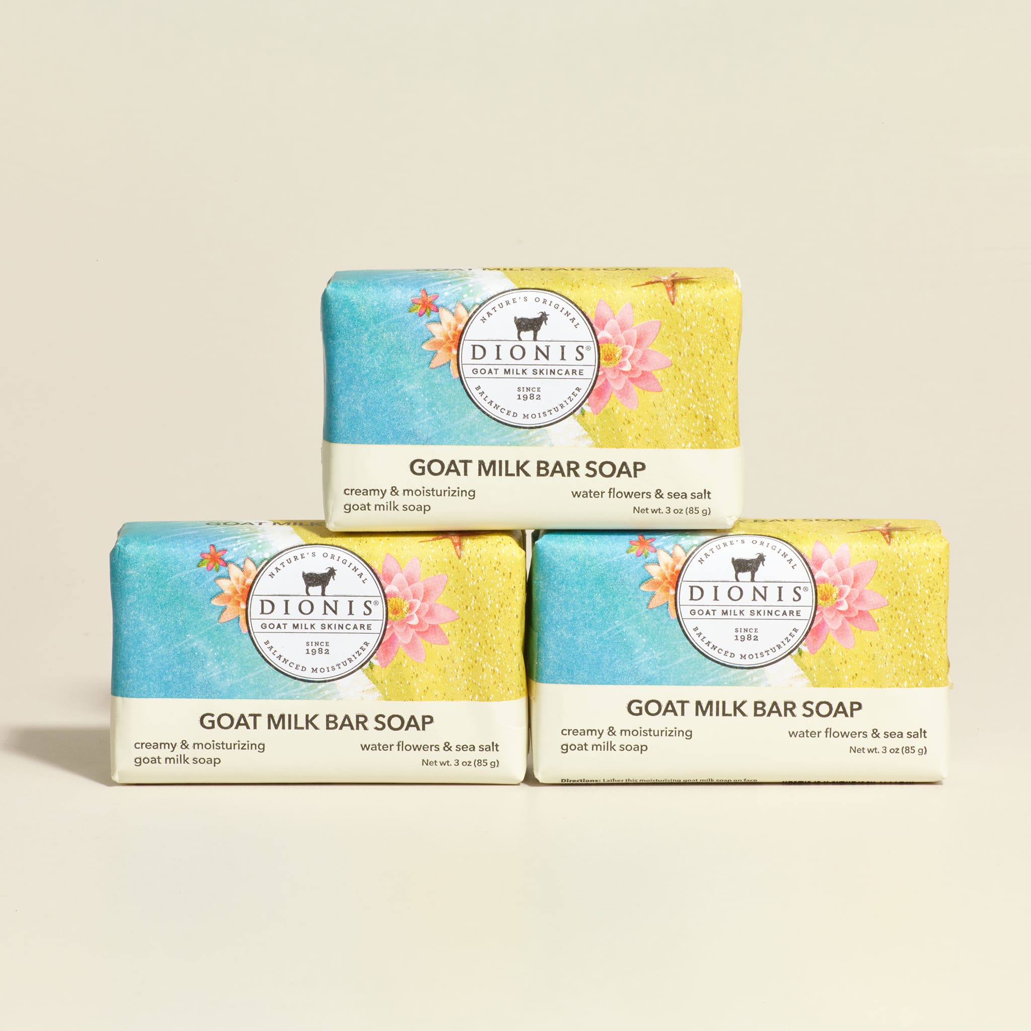 3 oz Water Flowers & Sea Salt Goat Milk Bar Soap, Set of 3