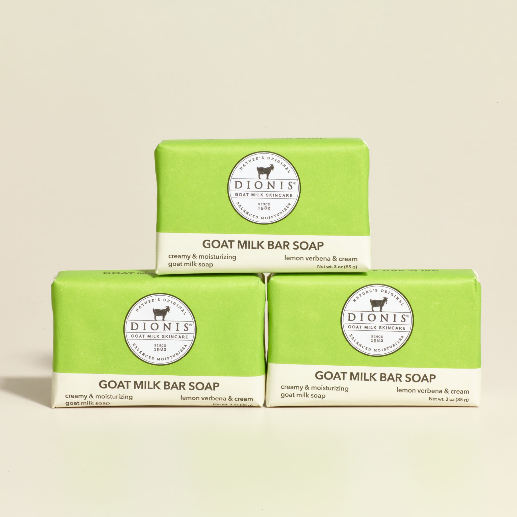 3 oz Lemon Verbena & Cream Goat Milk Bar Soap, Set of 3