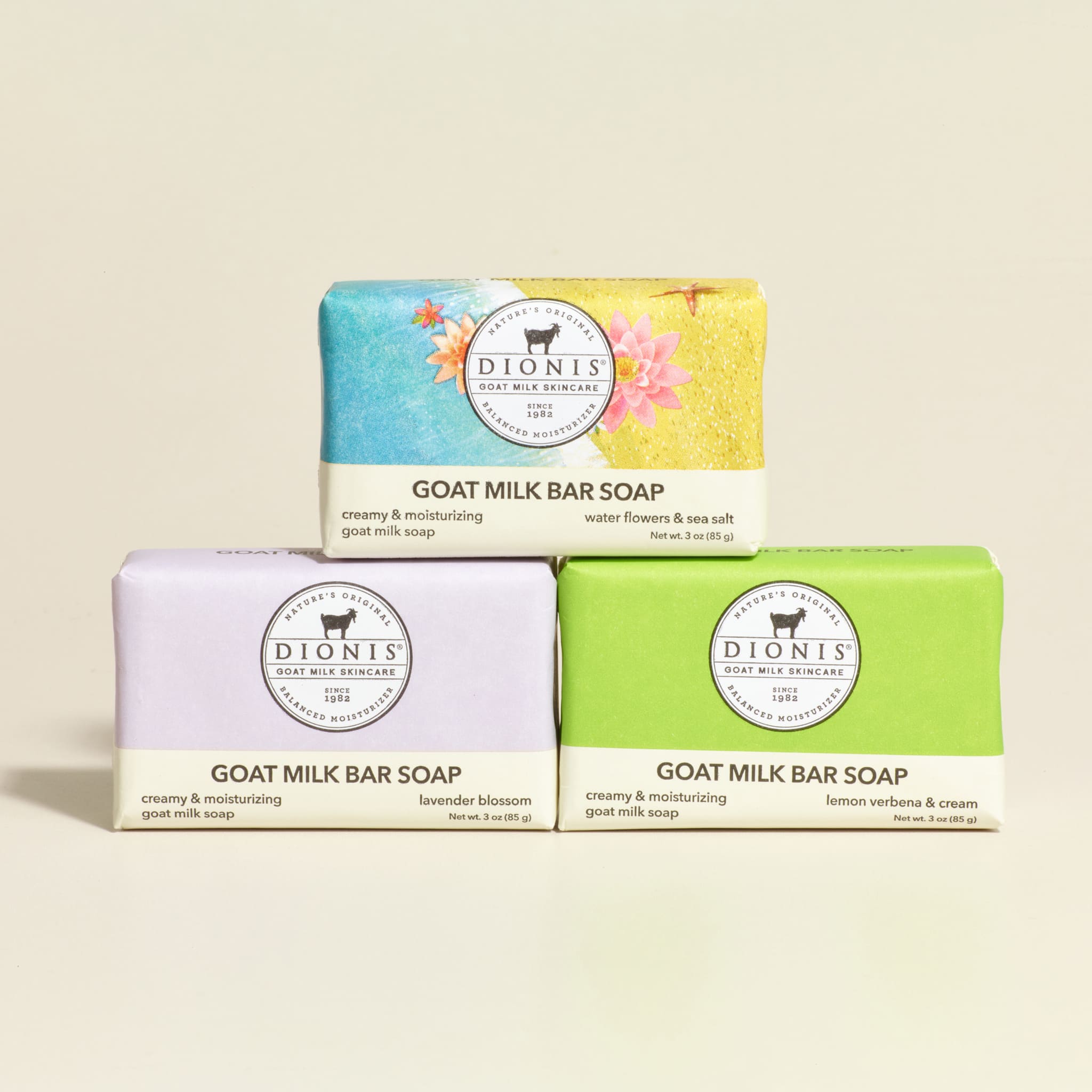 3 oz Fresh & Floral Goat Milk Bar Soap, Set of 3
