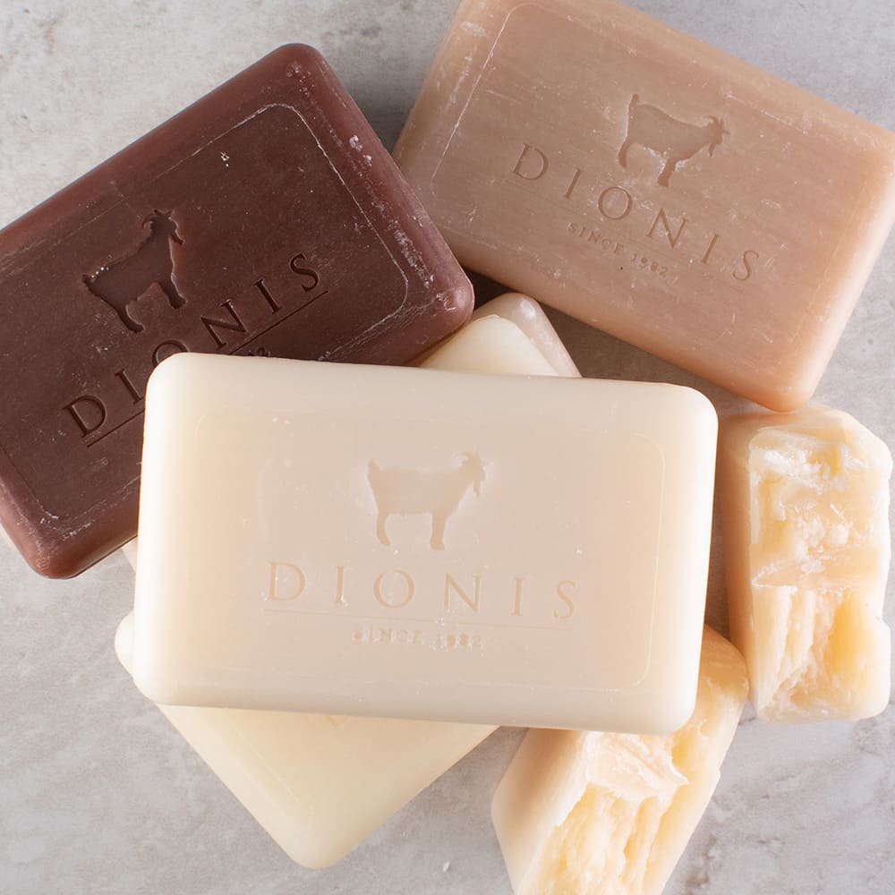 Dionis Bar Soaps, multiple colors representing different fragrances shown in a pile