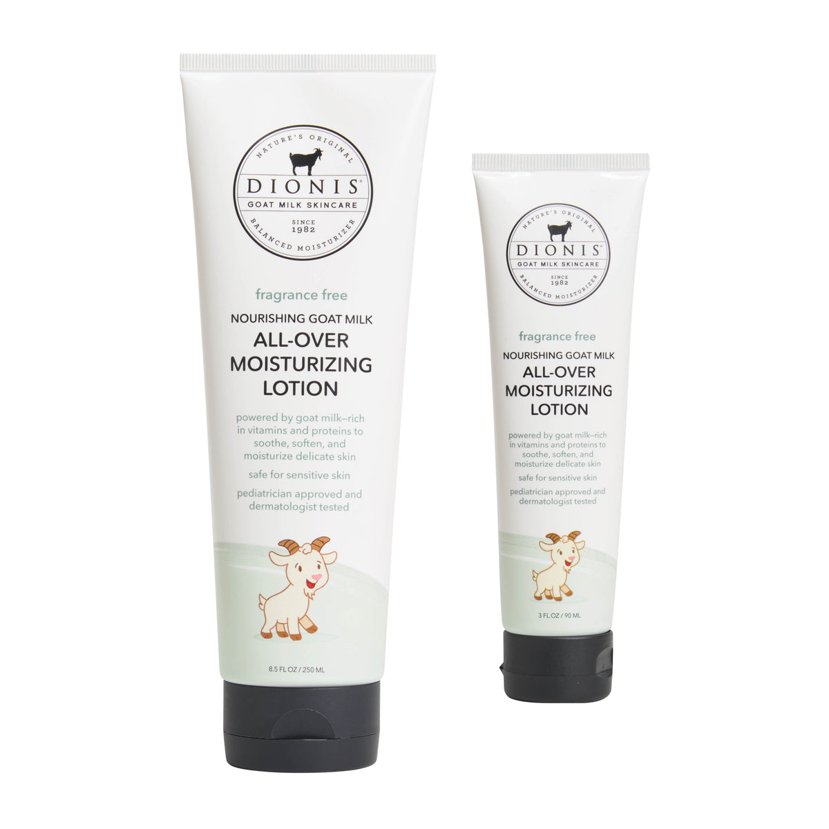 Dionis Baby All-Over Moisturizing Lotion, Fragrance Free Bundle

Includes:
1 - All-Over Moisturizing Lotion, Fragrance Free, 8.5 oz
1 - All-Over Moisturizing Lotion, Fragrance Free, 2.5 oz