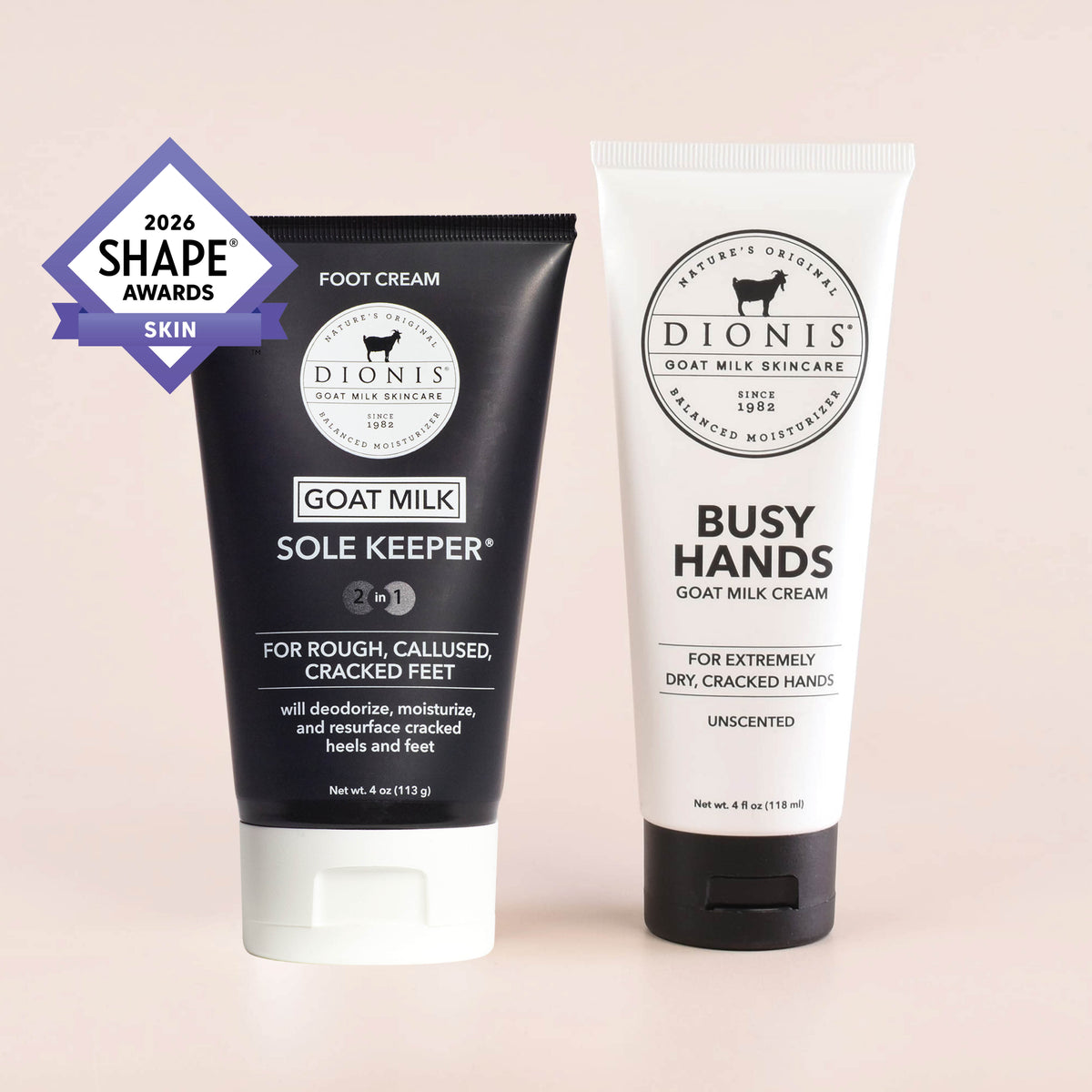 Hand & Foot Rescue Bundle

Includes:
Dionis Goat Milk Sole Keeper Foot Cream, 4 oz
Dionis Goat Milk Busy Hands Cream, 4 oz

2026 Shape® Skin Award logo is a trademark of Meredith Operation Corporation, a Dotdash Meredith company. Used under license.