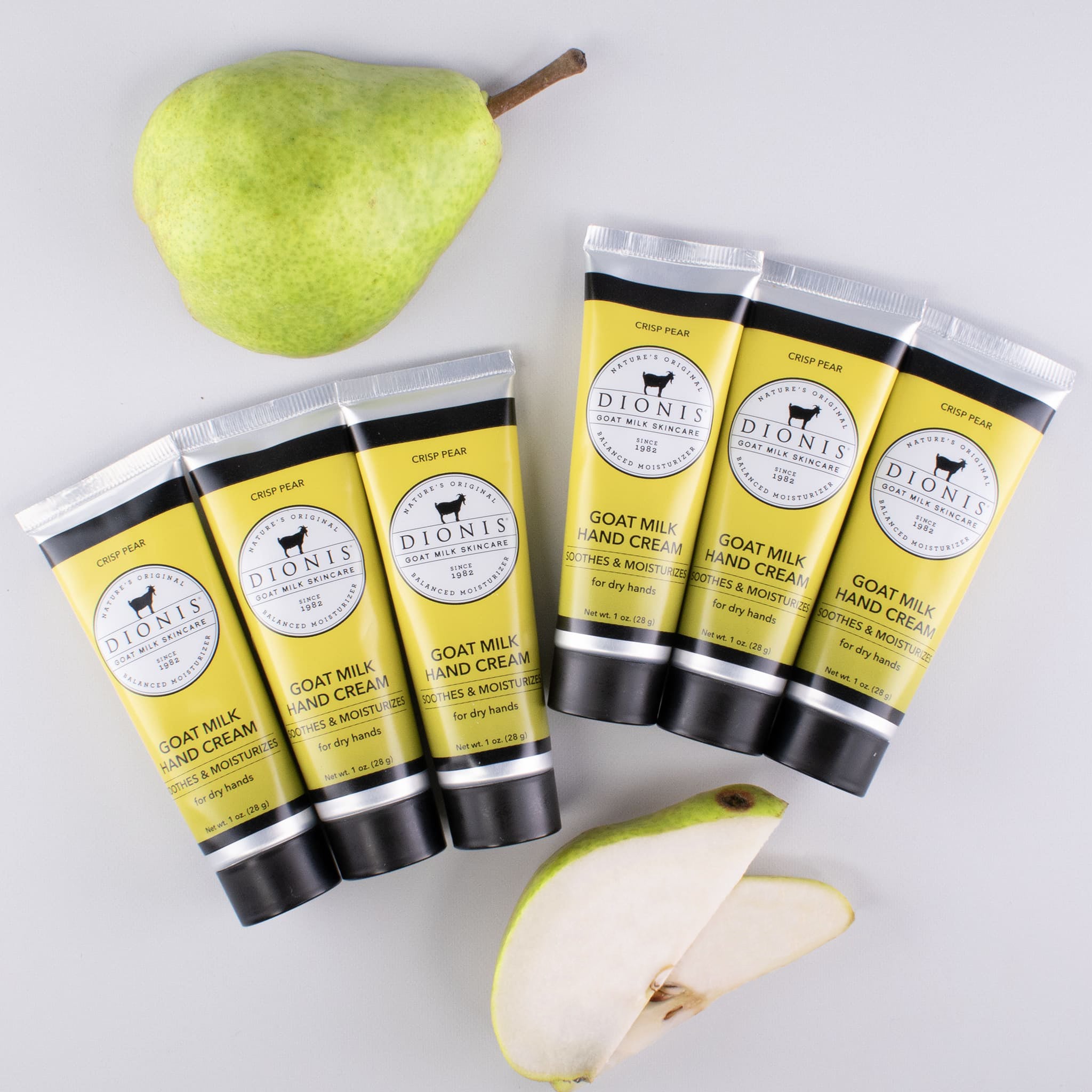 Crisp Pear Goat Milk Hand Cream, Set of 6 • Dionis Goat Milk Skincare